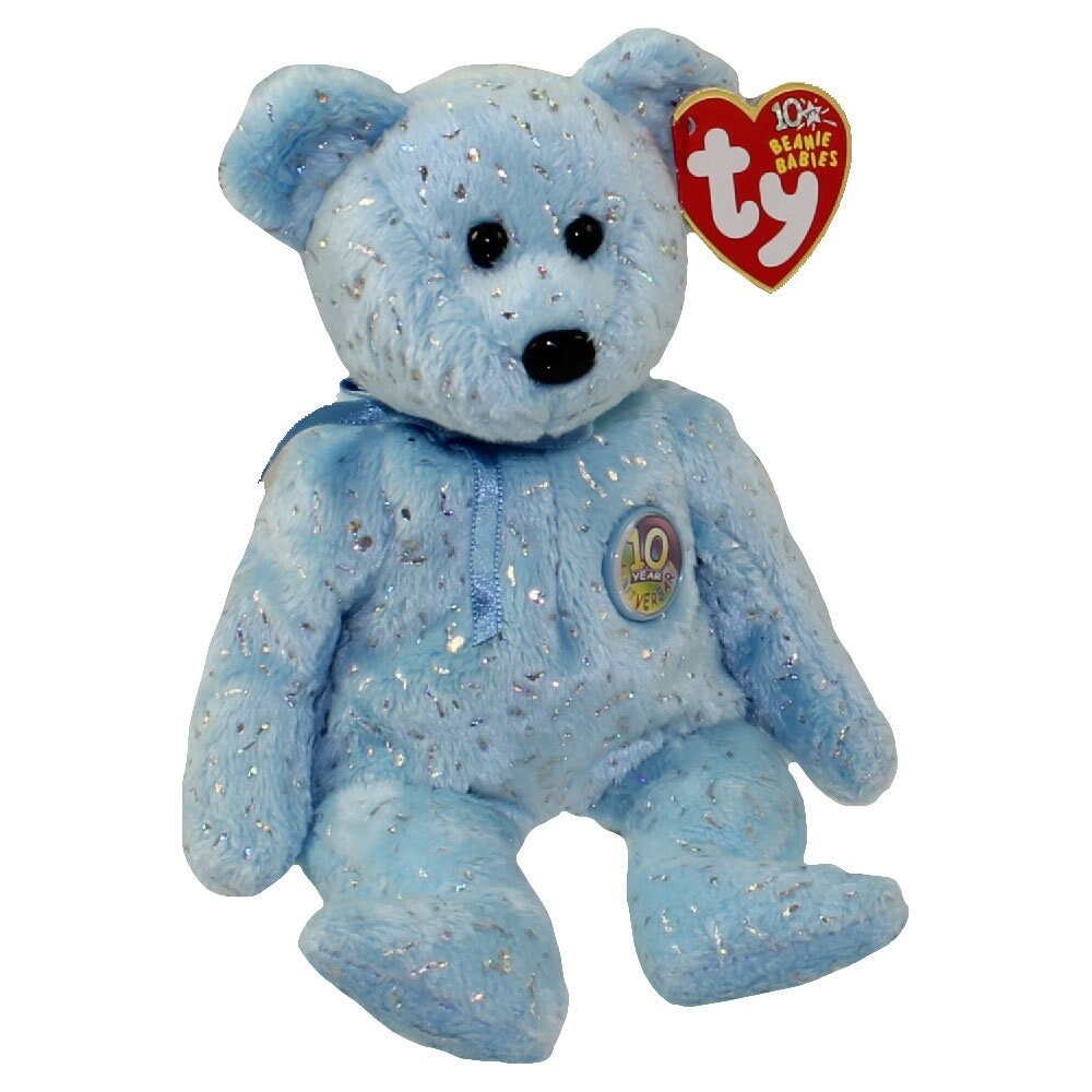 DECADE the Bear (LIGHT BLUE) Ty Beanie Baby Beanbag Plush - New with Tags Vintage Retired
