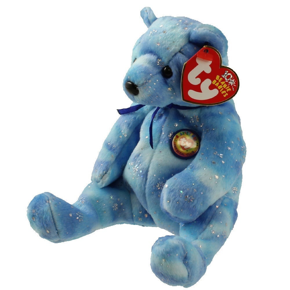 CLUBBY VI the Bear (BLUE) Ty Beanie Baby Beanbag Plush - New with Tags Vintage Retired