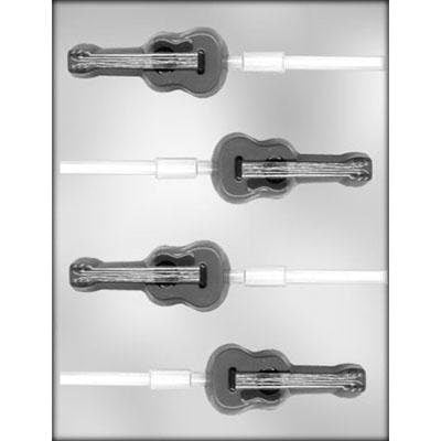 GUITAR Sucker Chocolate Candy Mold -- Musical Band Acoustic Guitar Lolly Lollipop Craft Supply