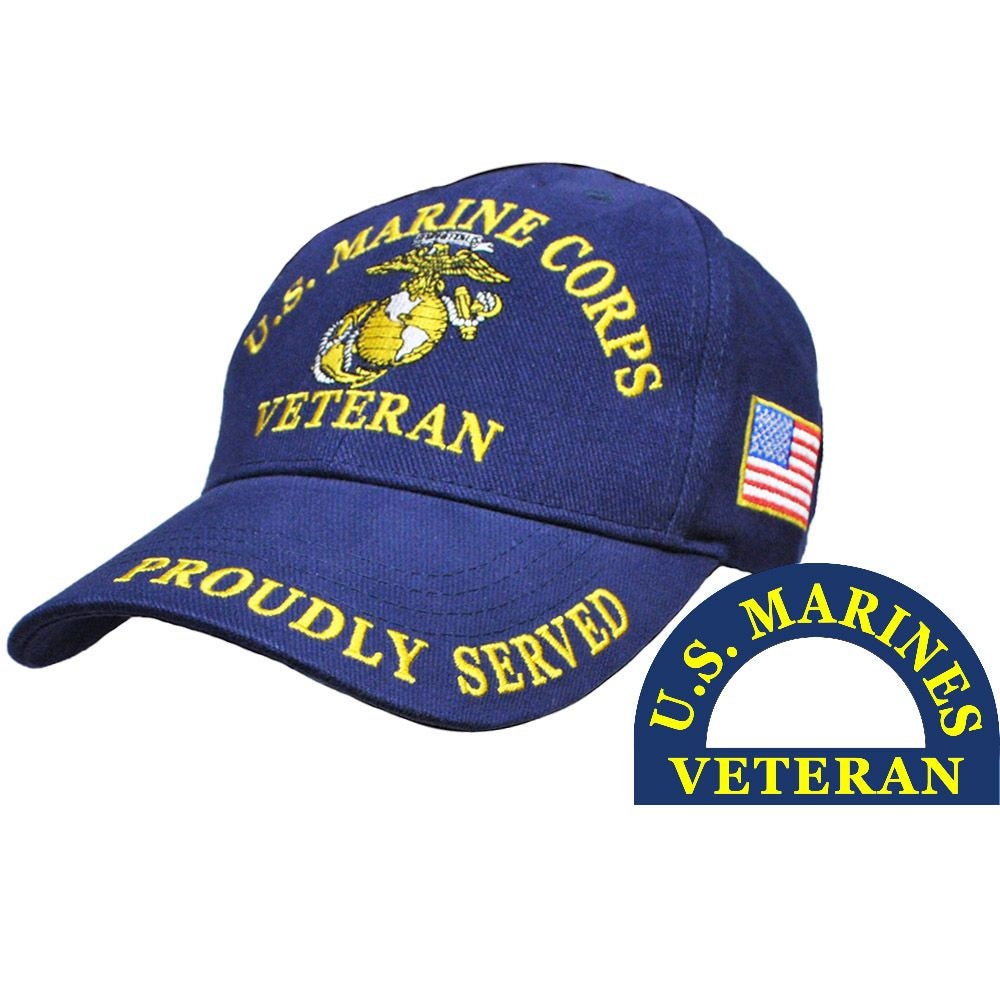 Marine Corps Veteran Proudly Served Embroidered Cap Hat - United States Marines USMC Craft Supply