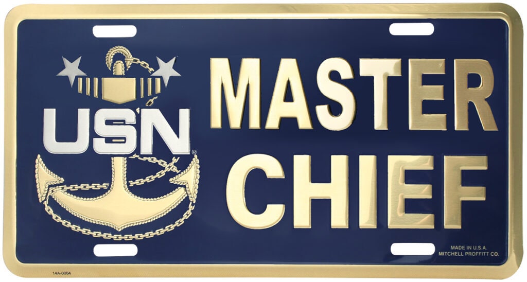 MASTER CHIEF Metal License Plate - Military Vet Veteran - United States NAVY Master Chief Usn Craft Supply