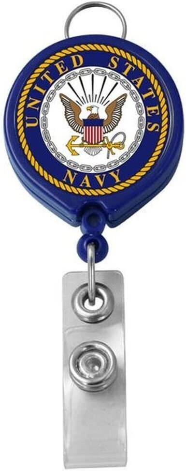Navy Anchor Retractable Badge Holder - United States Navy ID Holder With Pull Cord USN Craft Supply
