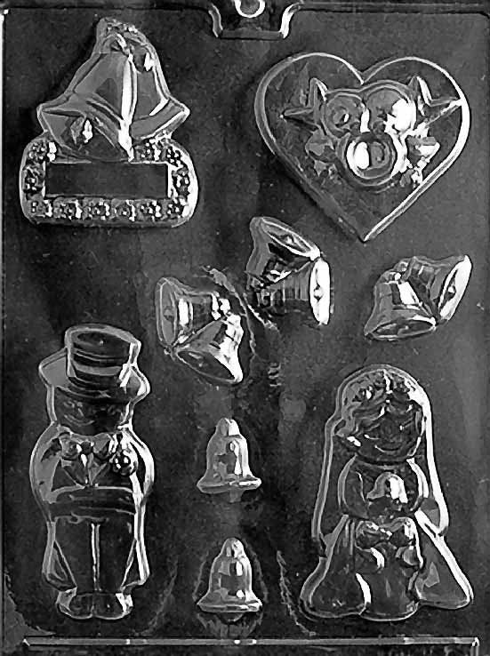 WEDDING ASSORTMENT Bells Bride Groom Wedding Chocolate Candy Mold Craft Supply