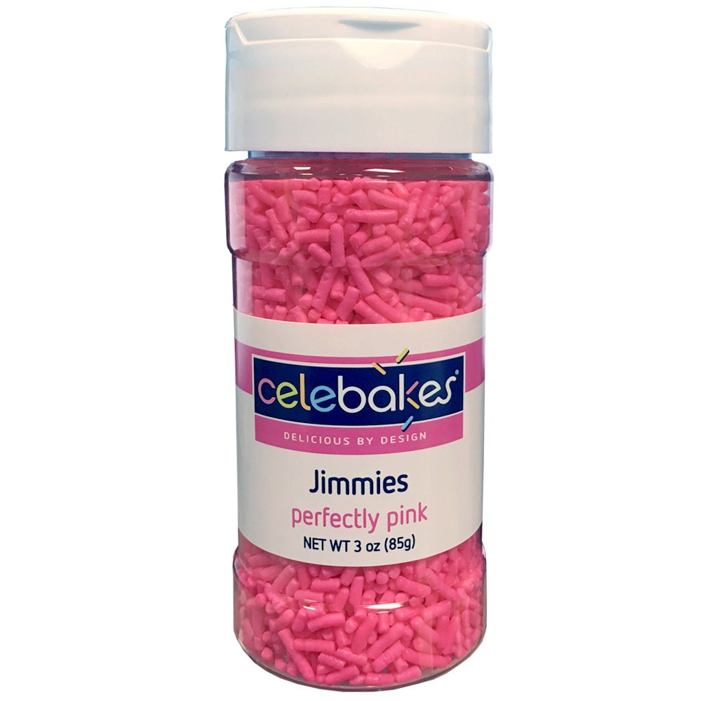 PINK JIMMIES - 3oz Colorful Jimmies Edible Sprinkles - For Cupcakes, Cakes, Cookies, Parties - Craft Supply