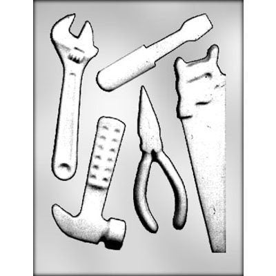 CARPENTER TOOLS Chocolate Candy Mold -- Hammer, Saw, Screwdriver, Pliers, Wrench Craft Supply