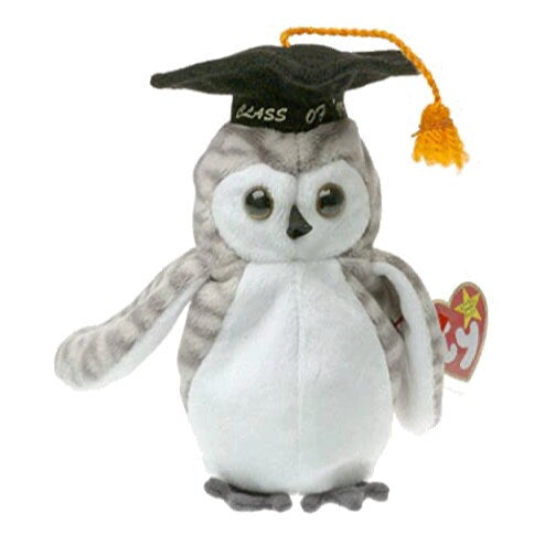 WISER The 1999 Graduation Owl Ty Beanie Baby Retired Beanbag Plush - New with Tags Vintage 1990s