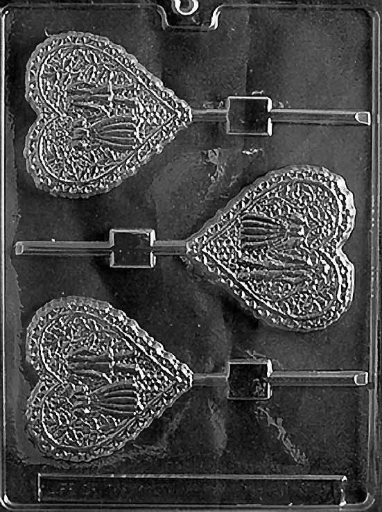 LACY BRIDE and Groom Heart Lolly Wedding Sucker Chocolate Candy Mold Craft Supply