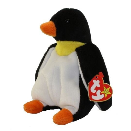 WADDLE the Penguin Ty Beanie Baby Retired Beanbag Plush - New with Tags -Vintage 1990s