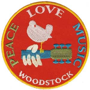 WOODSTOCK Peace Love Round Patch - Woodstock Summer of Love - Hippie Retro Music Embroidered Patch Applique Craft Supply