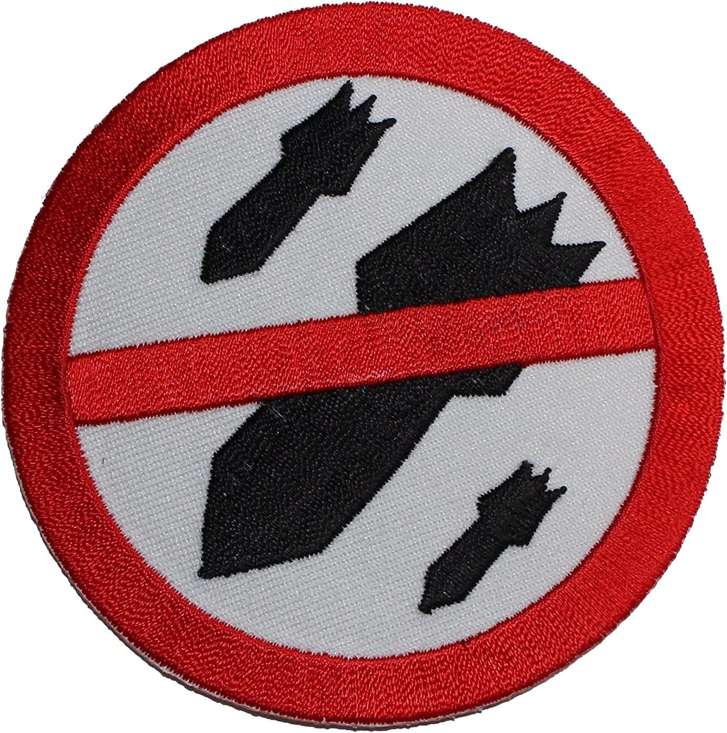 NO BOMBS Anti-Nukes Peace Sign Patch - Anti War Embroidered Patch Applique