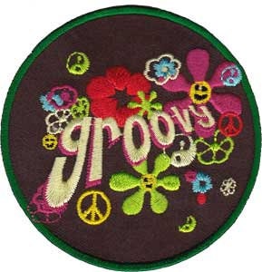 GROOVY Peace Love Round Patch - Hippie Retro Music Embroidered Patch Applique Craft Supply