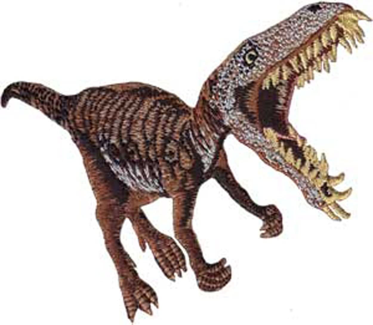 VELOCIRAPTOR Brown Dinosaur Patch - Embroidered Patch Applique Craft Supply