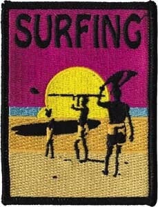 SURFING Surfer Vintage Patch - Surfboard Beach Sun Embroidered Patch Applique Craft Supply