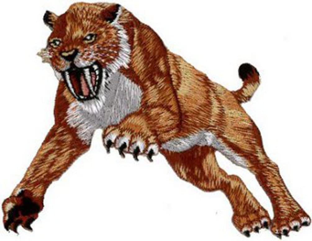 Saber Tooth Tiger Patch - Prehistoric Cat Embroidered Patch Applique Craft Supply