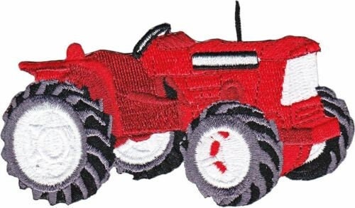 RED FARM TRACTOR Patch - Embroidered Patch Applique Harvester Farming Craft Supply