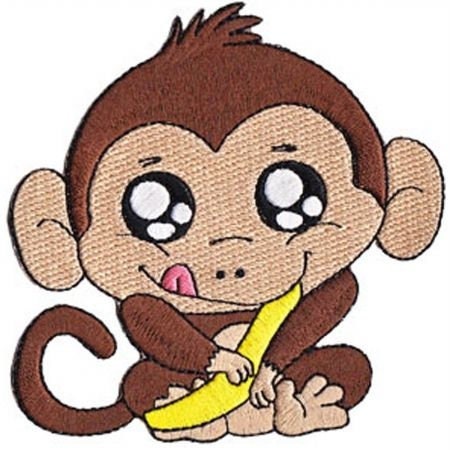 MONKEY WITH BANANA Patch - Embroidered Patch Applique Cartoon Ape Craft Supply