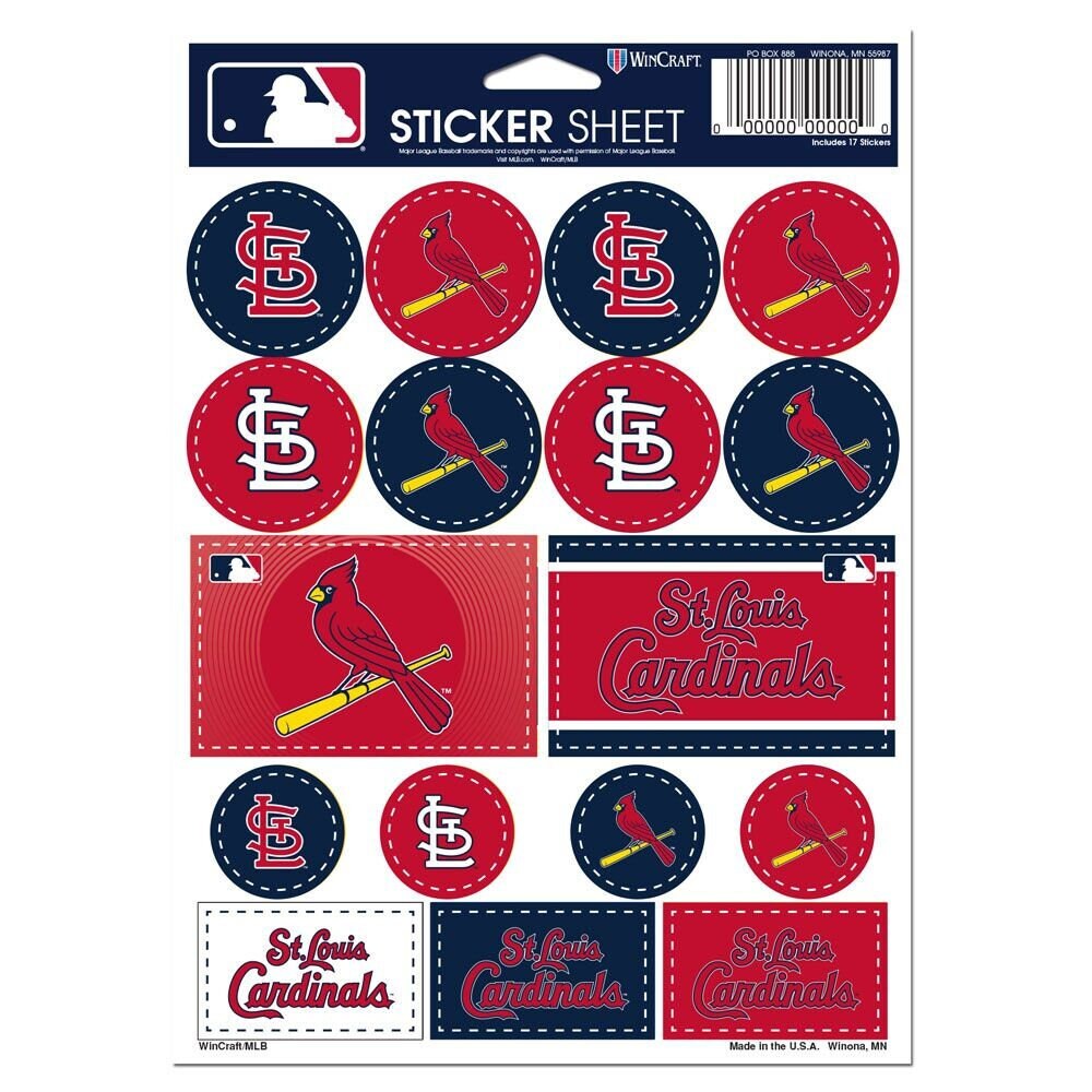 Wincraft ST. LOUIS CARDINALS Sticker Sheet Decal - Vinyl Die-Cut Decal Stickers Set Baseball Craft Supply