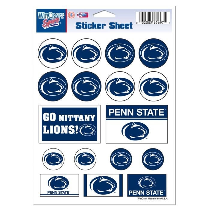 Wincraft PENN STATE UNIVERSITY Sticker Sheet Decal - Vinyl Die-Cut Decal Stickers Set Penn State Nittany Lions Craft Supply