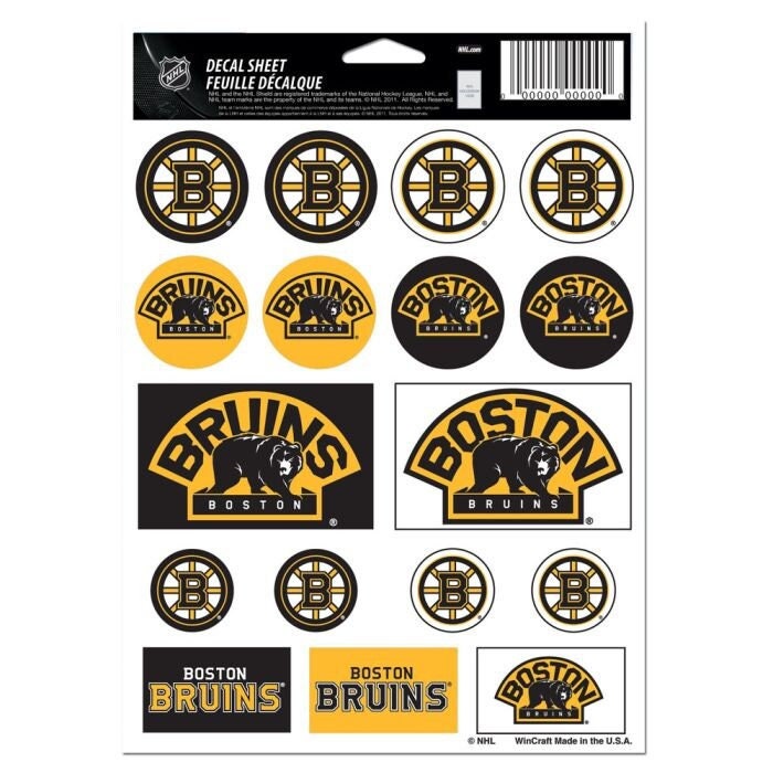 Wincraft BOSTON BRUINS Sticker Sheet Decal - Vinyl Die-Cut Decal Stickers Set Hockey Craft Supply