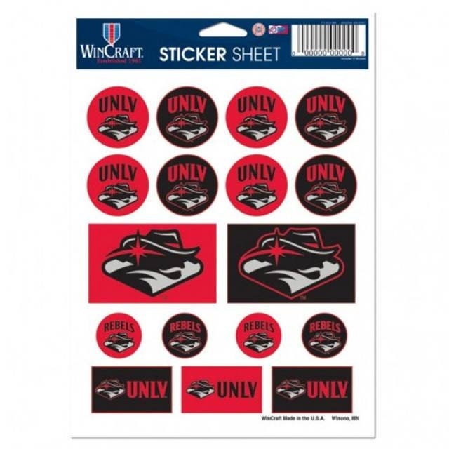 Wincraft UNLV REBELS Sticker Sheet Decal - Vinyl Die-Cut Decal Stickers Set University of Nevada-Las Vegas Craft Supply