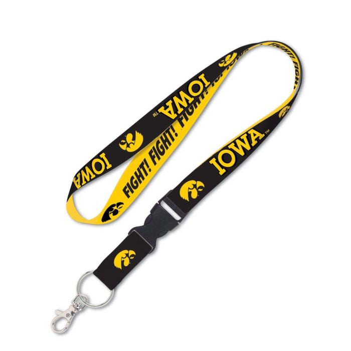 Wincraft IOWA HAWKEYES Lanyard W/Detachable Buckle - University of Iowa Alumni Keychain Key Holder Craft Supply