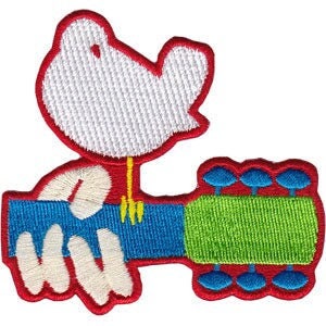 WOODSTOCK Dove Guitar Patch - Hippie Retro Music Embroidered Patch Applique Craft Supply