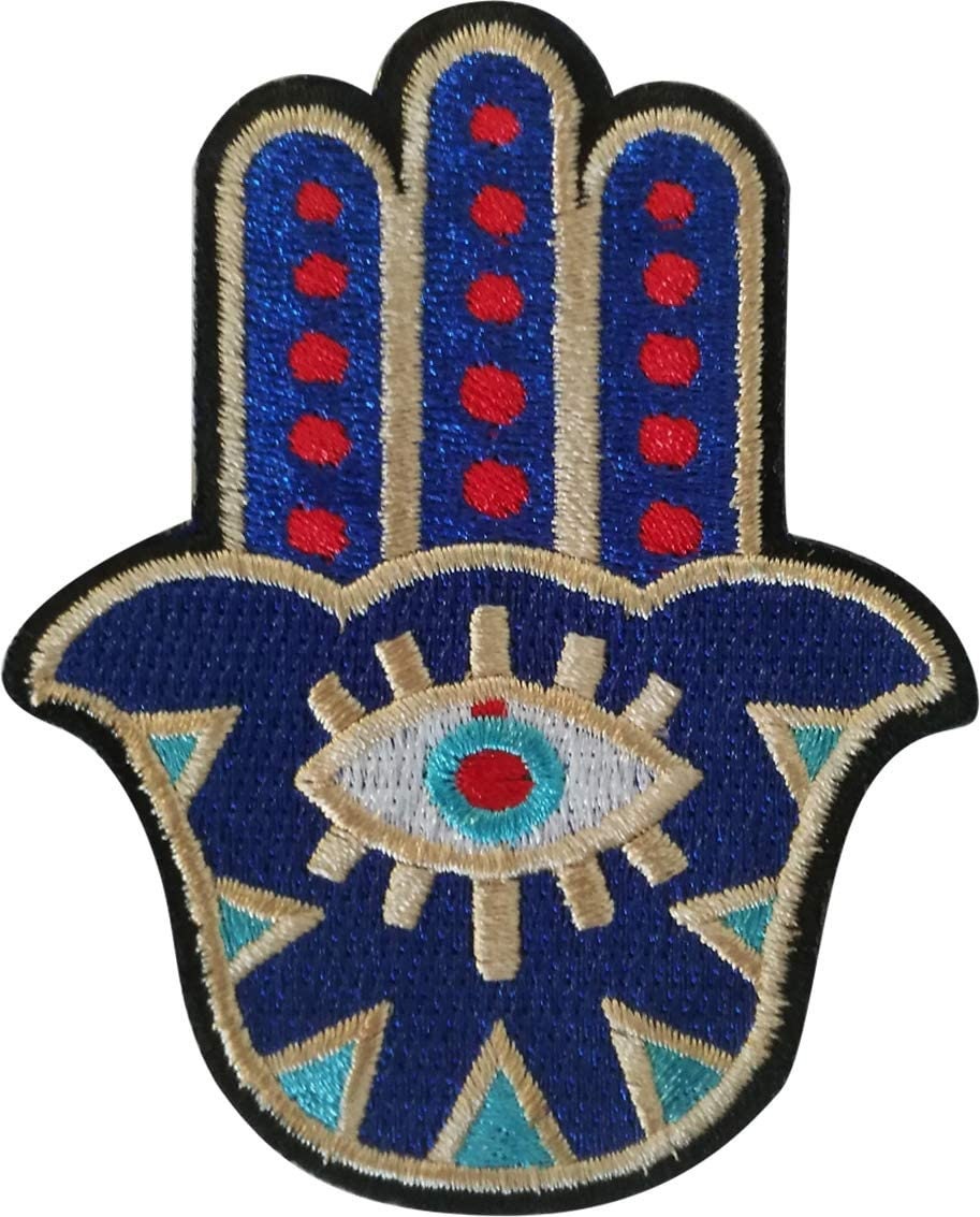 HAMSA HAND Patch - Embroidered Judaism Jewish Culture Symbolism Palm Patch Applique Craft Supply