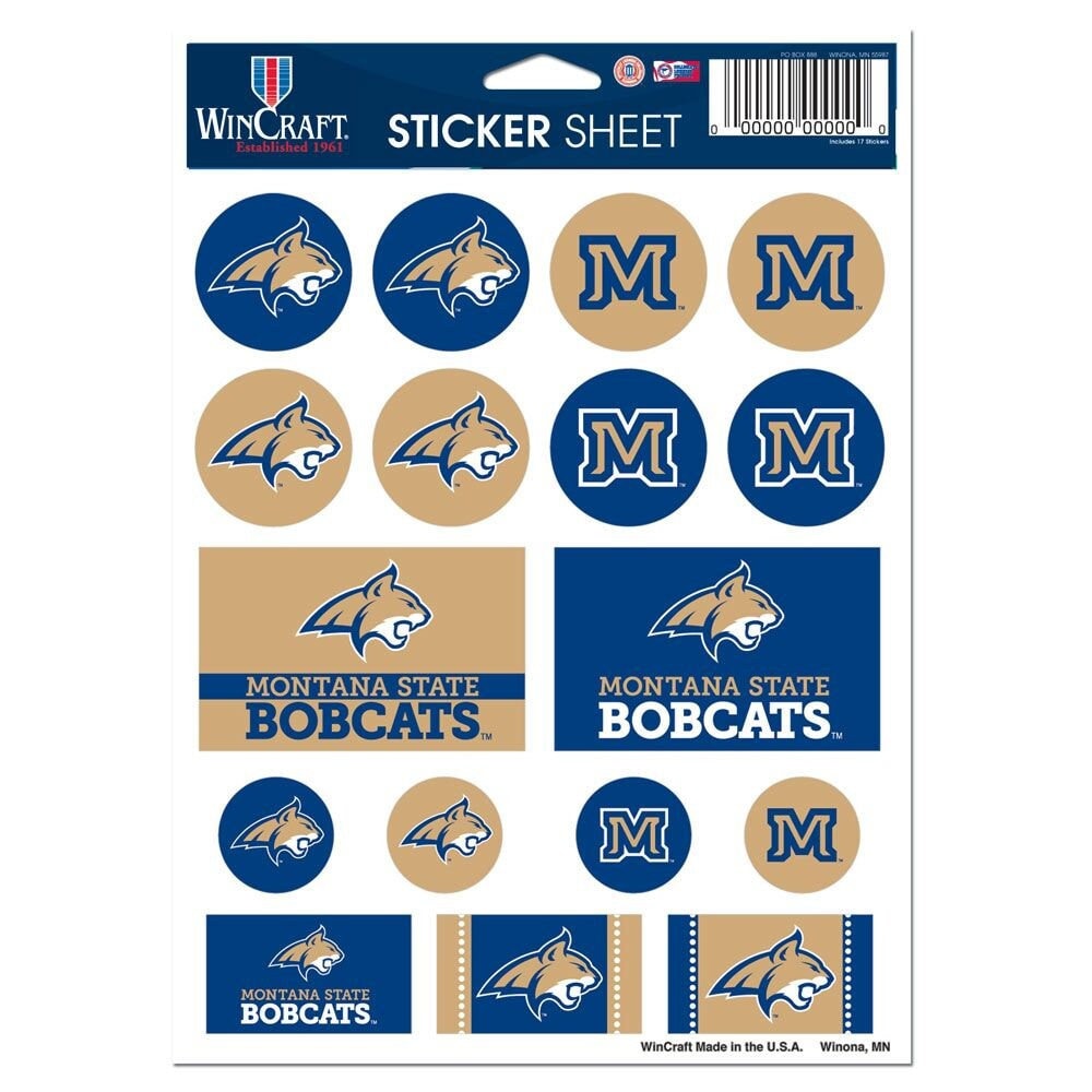 Wincraft MONTANA STATE BOBCATS Sticker Sheet Decal - Vinyl Die-Cut Decal Stickers Set Montana State University Craft Supply