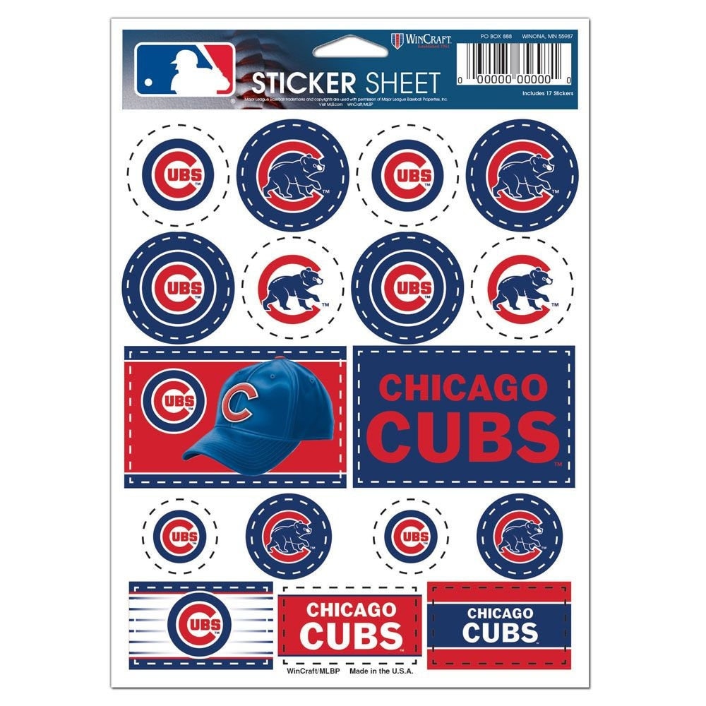 Wincraft CHICAGO CUBS Sticker Sheet Decal - Vinyl Die-Cut Decal Stickers Set Baseball Craft Supply