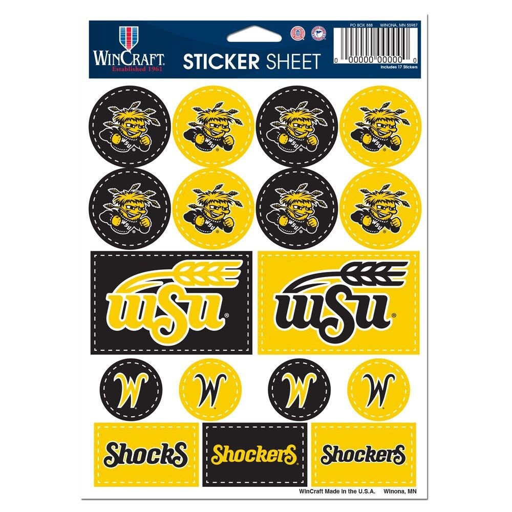 Wincraft WICHITA STATE SHOCKERS Sticker Sheet Decal - Vinyl Die-Cut Decal Stickers Set Wichita State University Craft Supply