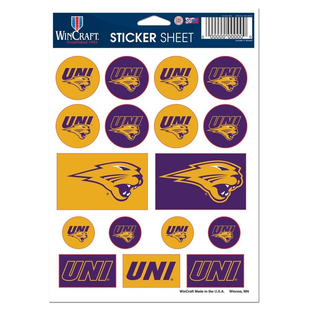 Wincraft NORTHERN IOWA PANTHERS Sticker Sheet Decal - Vinyl Die-Cut Decal Stickers Set University of Northern Iowa Craft Supply