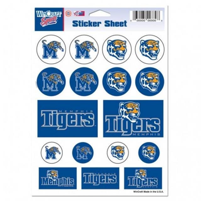 Wincraft MEMPHIS TIGERS Sticker Sheet Decal - Vinyl Die-Cut Decal Stickers Set University Of Memphis Craft Supply