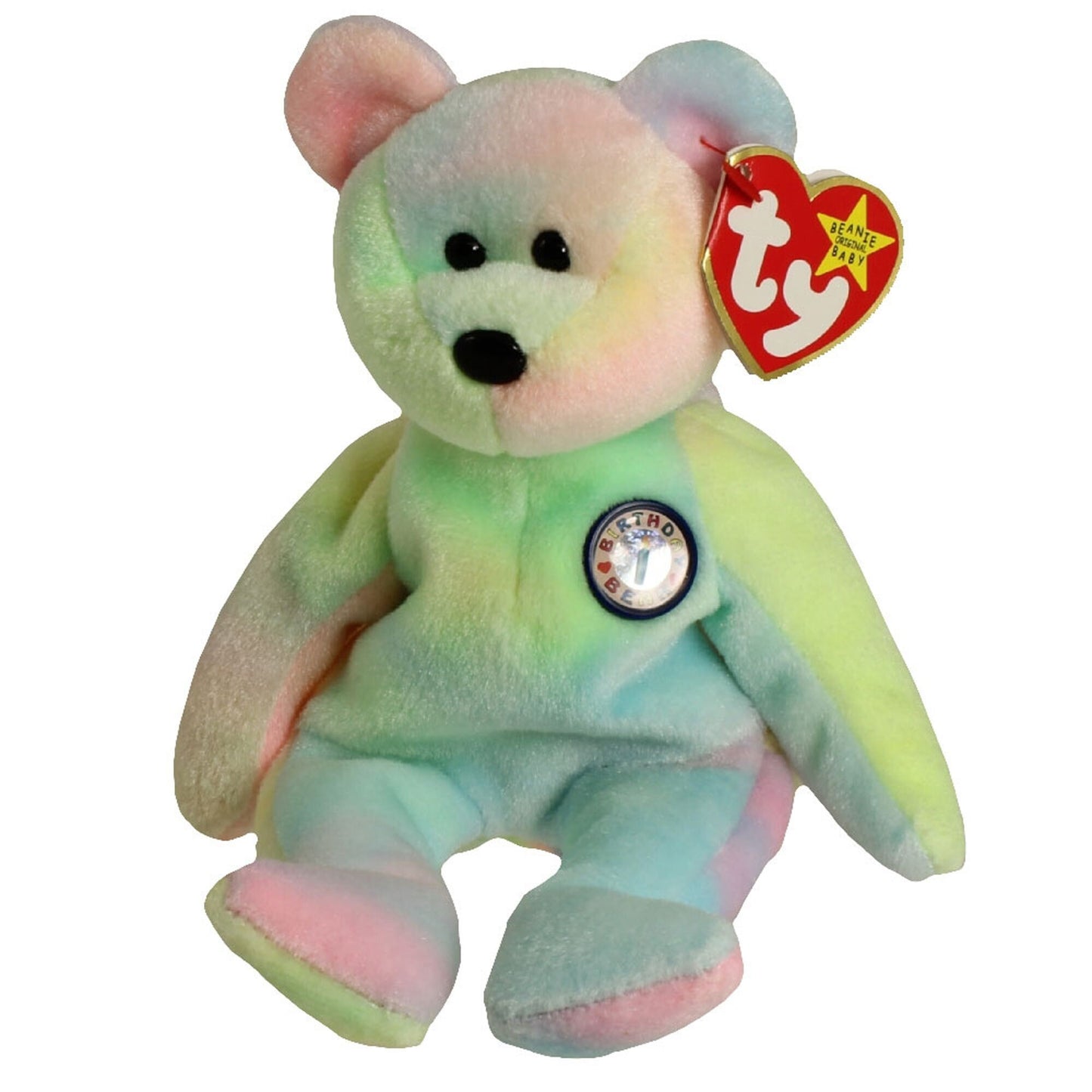 BIRTHDAY BEAR the Bear Ty Beanie Baby Retired Beanbag Plush - New with Tags
