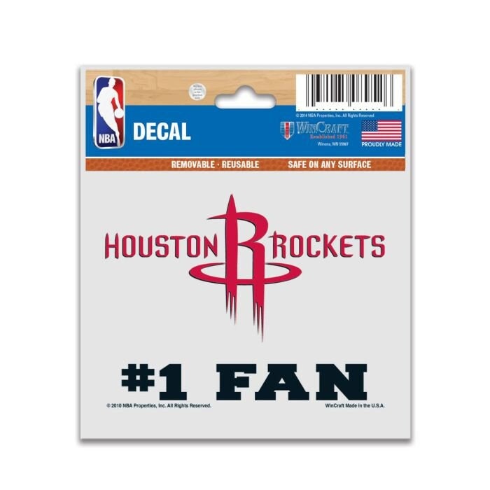 Wincraft HOUSTON ROCKETS #1 FAN Multi-Use Color Decal - Houston Rockets Basketball Vinyl Decal Sticker for Car or Truck Window Craft Supply
