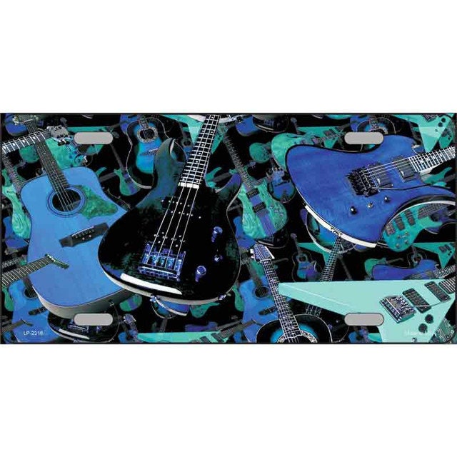 BLUE GUITARS Metal License Plate Sign Novelty Vanity Craft Supply