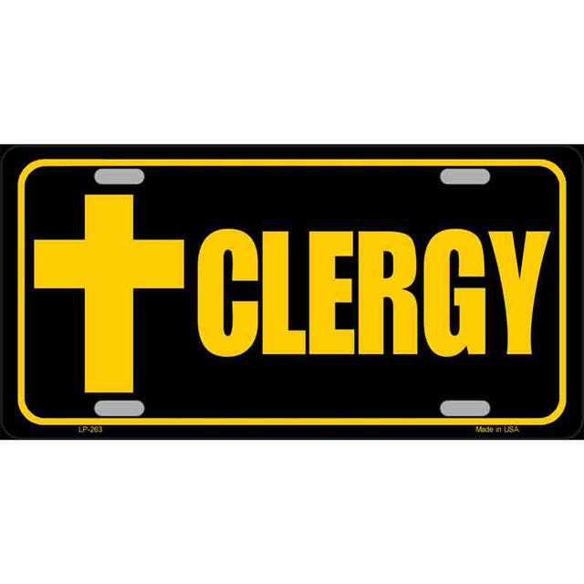 CLERGY Metal License Plate Sign Novelty Vanity Craft Supply