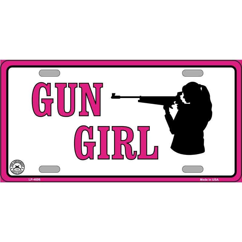 GUN GIRL Metal License Plate Sign Novelty Vanity Craft Supply