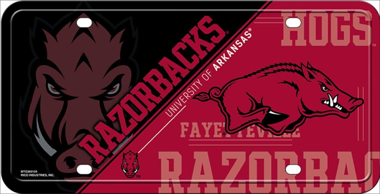 ARKANSAS RAZORBACKS Deluxe Metal License Plate Sign Novelty Vanity Craft Supply