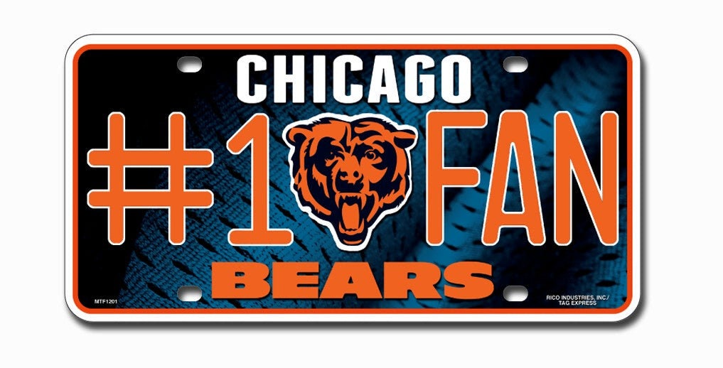 CHICAGO BEARS Fan Metal License Plate Sign Novelty Vanity Craft Supply