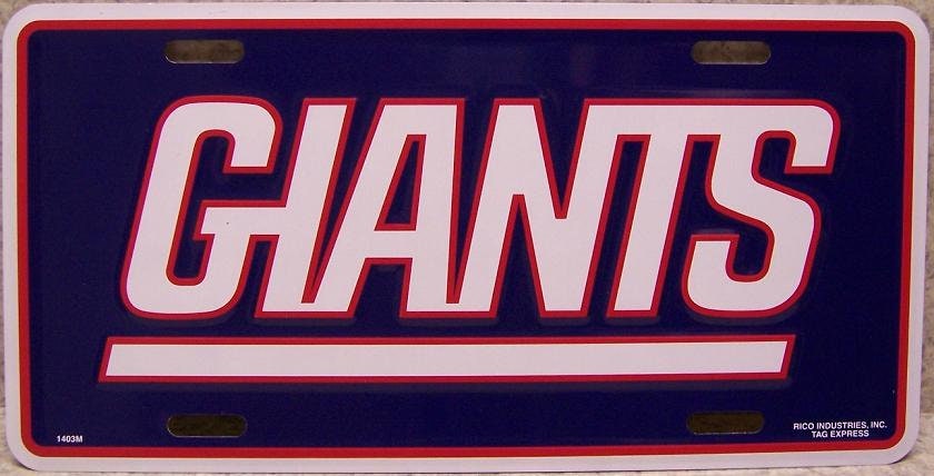 NEW YORK GIANTS Metal License Plate Sign Novelty Vanity Craft Supply