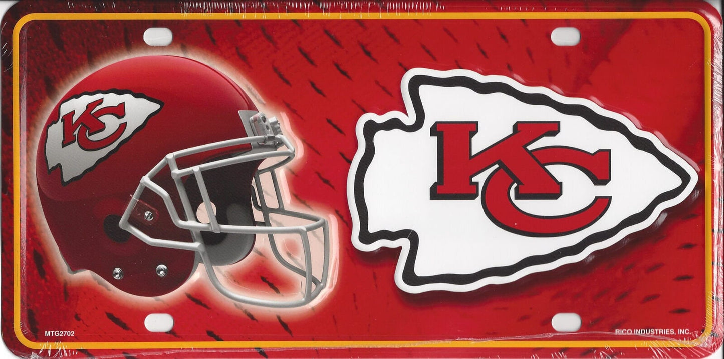 KANSAS CITY CHIEFS Metal License Plate Sign Novelty Vanity Craft Supply