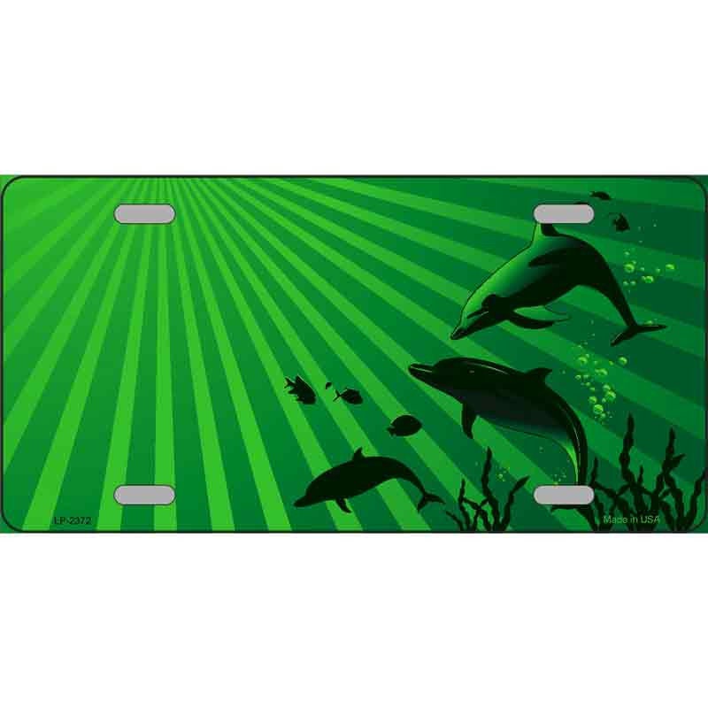 FAMILY OF DOLPHINS Metal License Plate Sign Novelty Vanity Craft Supply
