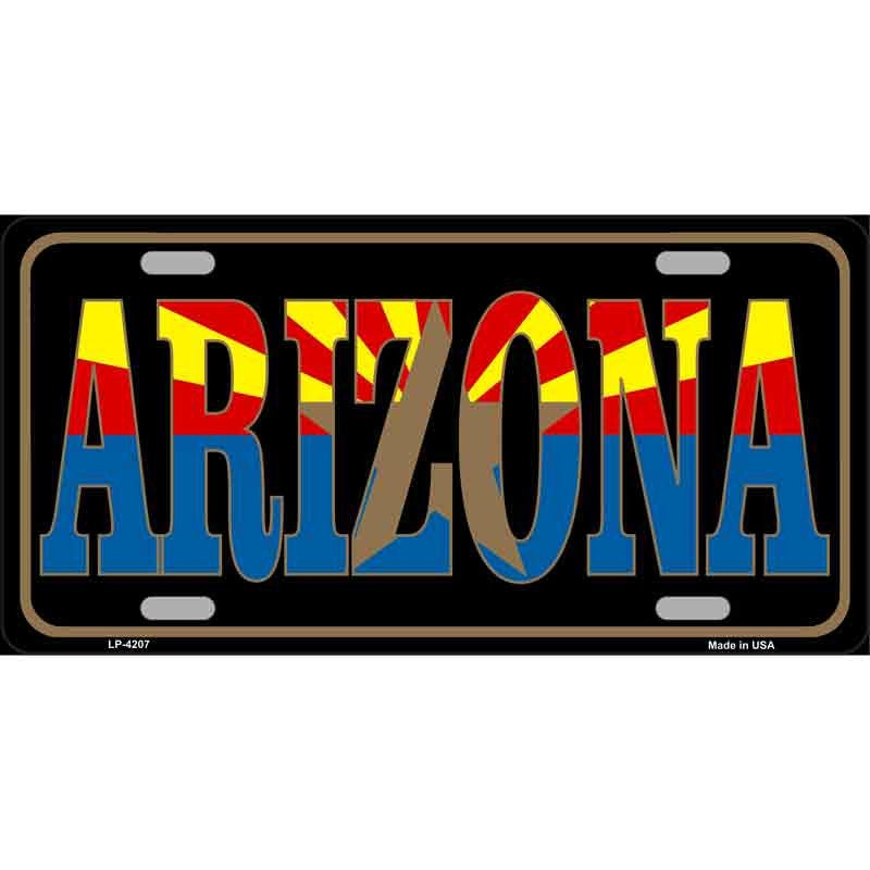 ARIZONA FLAG State Inlayed Metal License Plate Sign Novelty Vanity Craft Supply