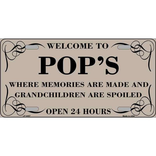 WELCOME TO POPS Metal License Plate Sign Novelty Vanity Craft Supply