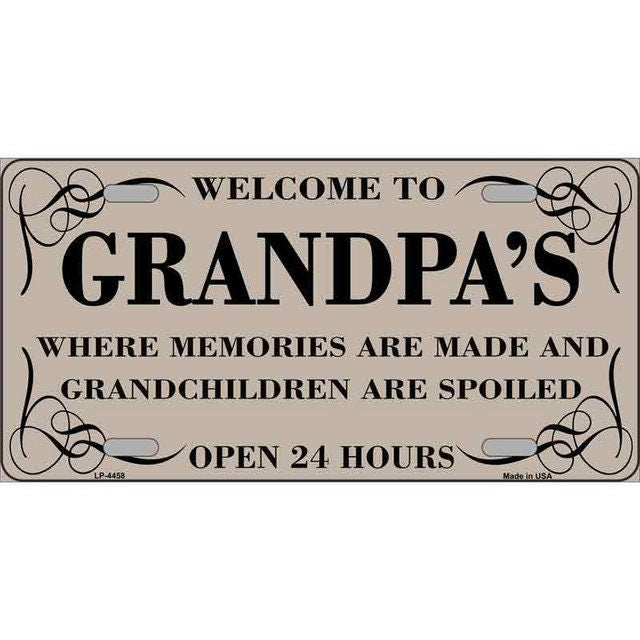 WELCOME TO GRANDPA'S Metal License Plate Sign Novelty Vanity Craft Supply