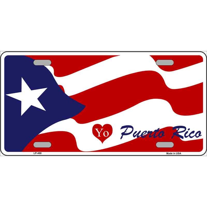 I Love Puerto Rico Flag Metal License Plate Sign Novelty Vanity Craft Supply