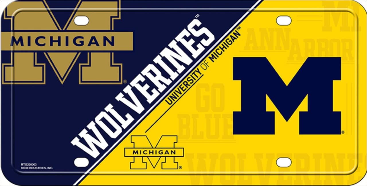 MICHIGAN WOLVERINES Deluxe Metal License Plate Sign Novelty Vanity Craft Supply