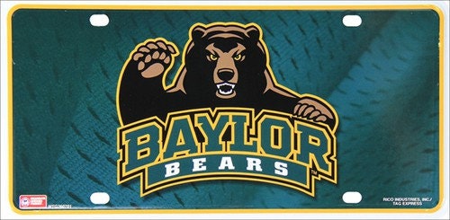 BAYLOR BEARS Deluxe Metal License Plate Sign Novelty Vanity Craft Supply