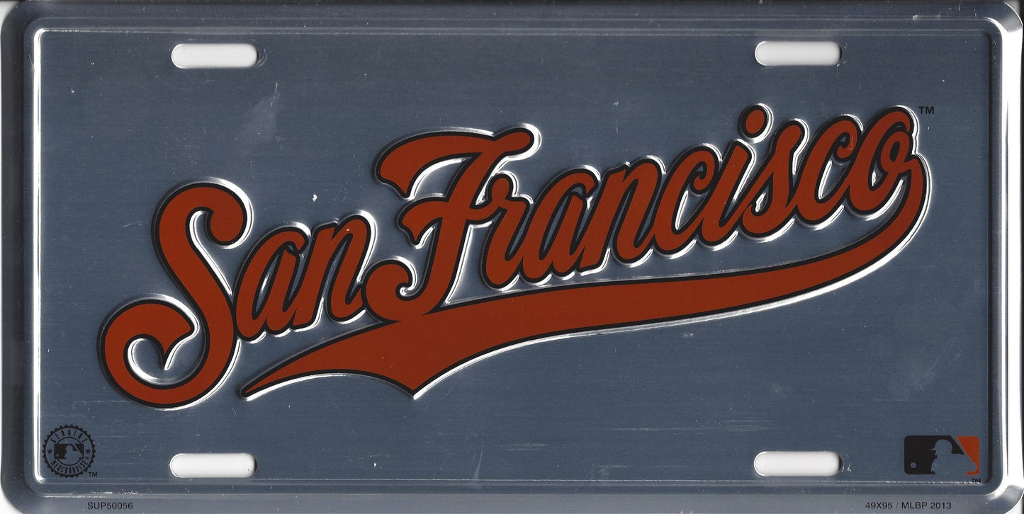 SAN FRANCISCO GIANTS Chrome Metal License Plate Sign Novelty Vanity Craft Supply