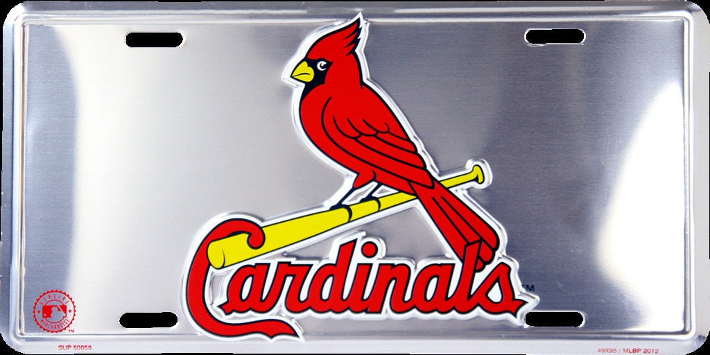 ST. LOUIS CARDINALS Chrome Metal License Plate Sign Novelty Vanity Craft Supply